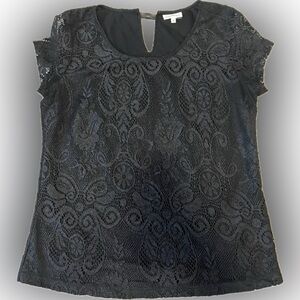 Peppercorn Black Lace Short Sleeve Top